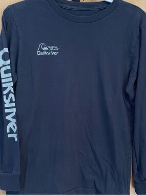 Quiksilver Youth Large Black Long Sleeve Graphic Shirt 100% Cotton